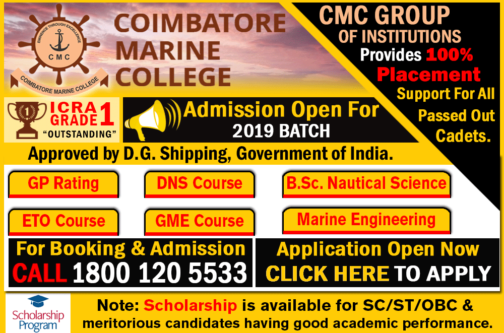 CMC Admission_GME_ETO_GP Rating_DNS_B.Sc Nautical Science_Marine Engineering_2019 Batch